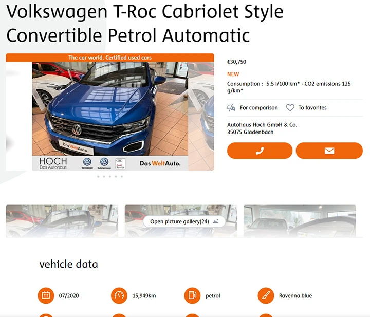 DasWeltAuto desktop vehicle product detail page