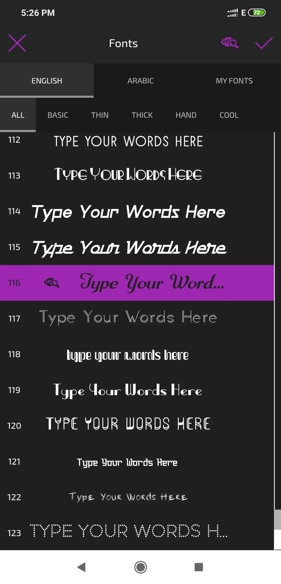 Select font